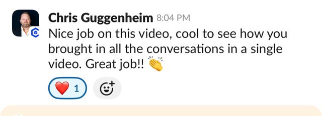 Slack message from Chris Guggenheim
